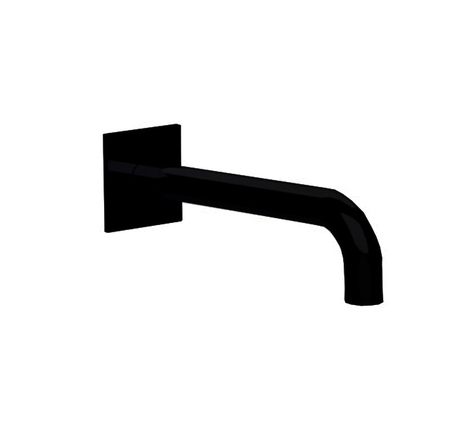 Комплектующие Излив настенный 24 cм для ванны с квадратным отражателем, цвет черный матовый 