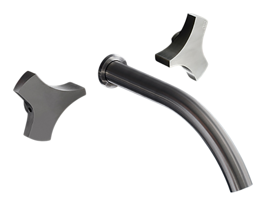 Смесители Смеситель для раковины Ziqq, настенный, на 3 отверстия, излив 220 мм, внешняя часть, сталь, цвет сатинированная бронза 