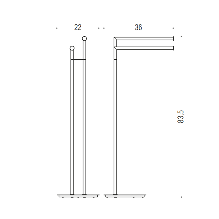 Аксессуары для ванной Стойка напольная с двойным п/держателем H83,5*36cм D22cм, цвет черный матовый 