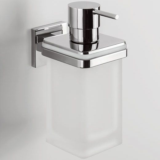 Дозатор для жидкого мыла настенный, цвет хром/матовое стекло/стекло