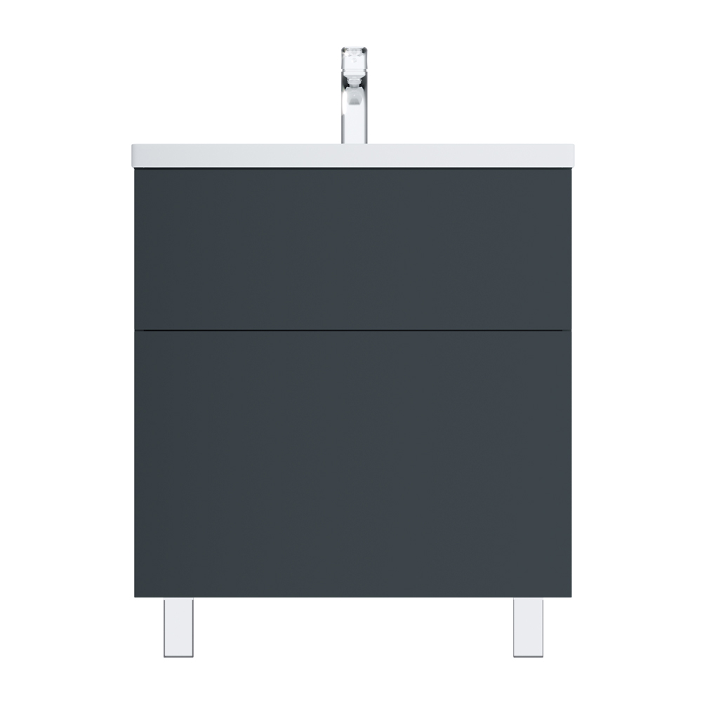 Мебель для ванной База под раковину, напольная, 75 см, 2 ящика push-to-open, графит матовый 