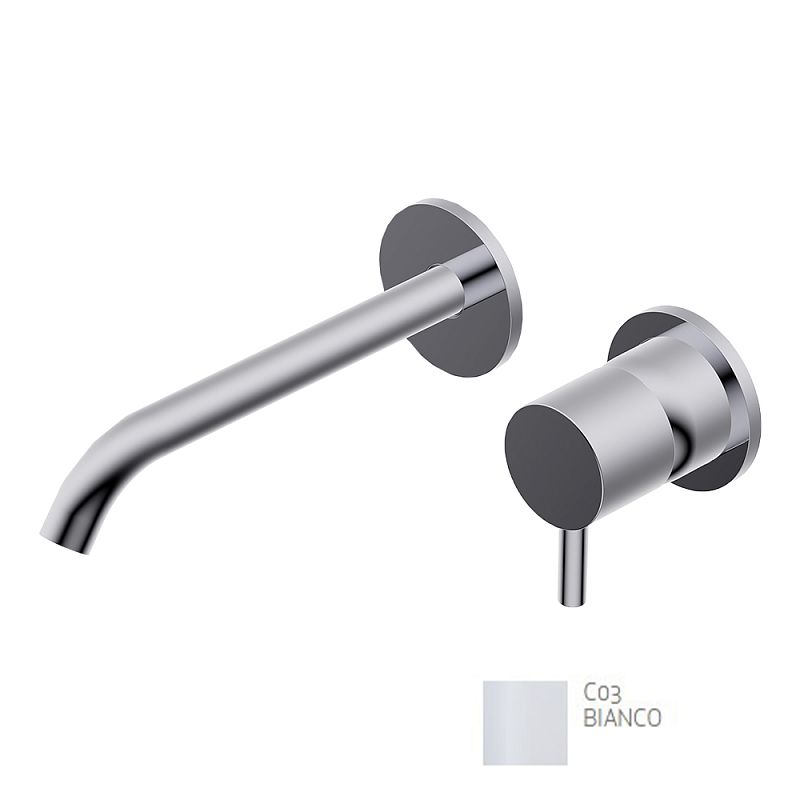 Смесители Внешняя часть смесителя для раковины вылет 19 см, цвет белый матовый 