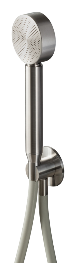 Ручной душ Lutezia, с настенным держателем и подключением к воде, Ø 70 мм, шланг в цвете Quartz Grey, сталь, цвет сатинированная бронза