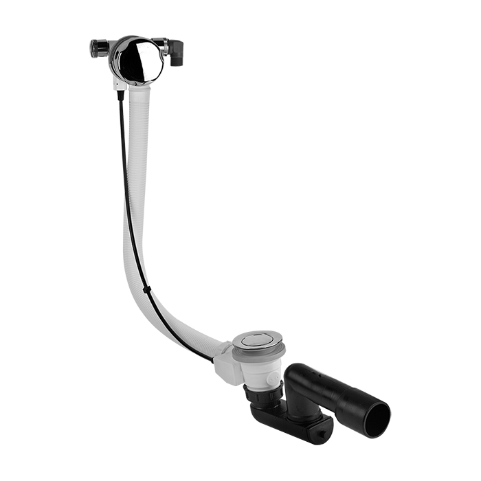 Комплектующие Колонна сливная для ванны полиэтиленовая для наполнения ванны через перелив. Длина кабеля управления 70 см, цвет хром 