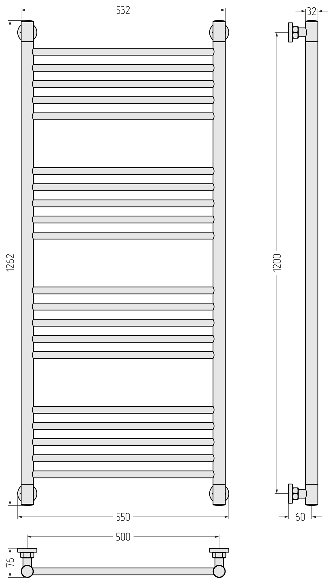 Полотенцесушители Полотенцесушитель 1200х500 (Тёмный титан муар) 