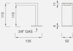 Комплектующие Настольный кран. Высота 115 мм BAR54 