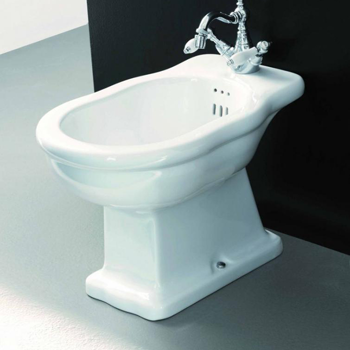 биде напольное 55*36см с 1 отв под смеситель с креплением, цвет белый