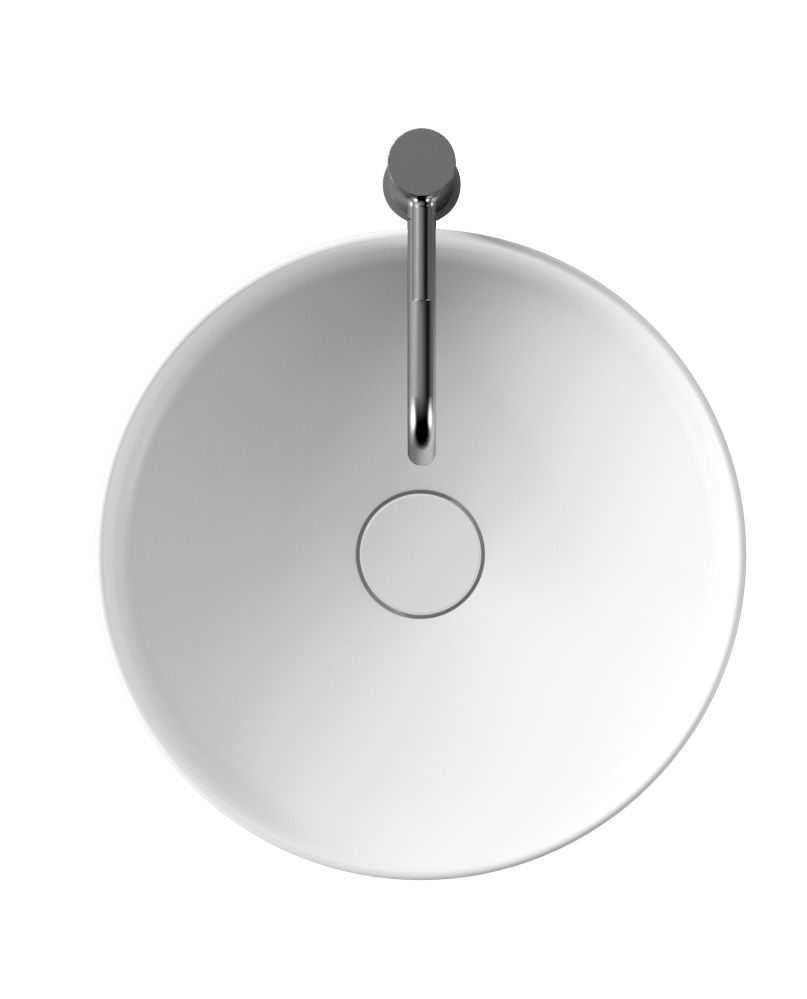 Раковины Накладная круглая раковина Ø42х15h см, цвет белый глянцевый 