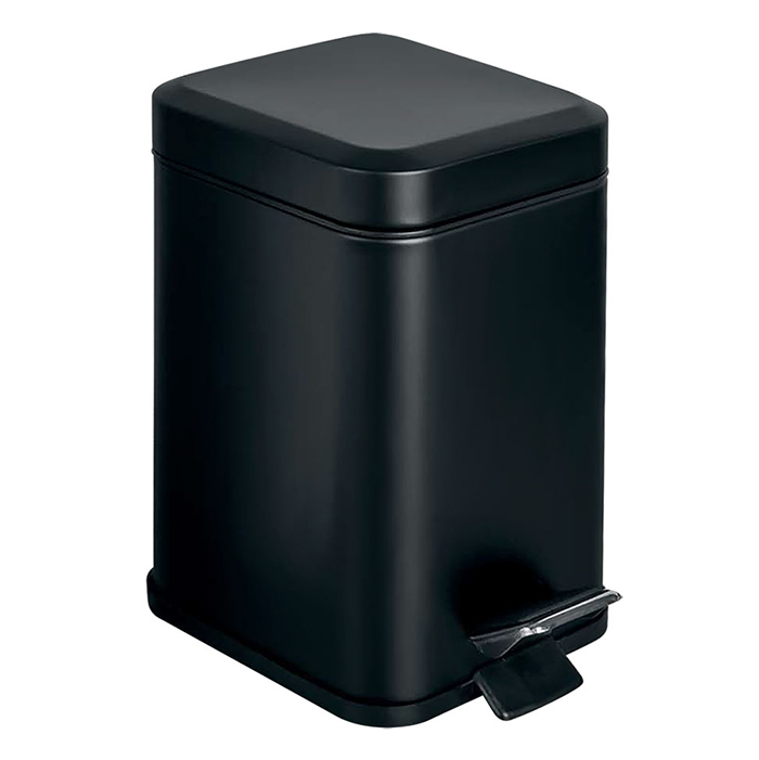 Black&White Ведро с крышкой и педалью, 3л.,сталь, цвет чёрный матовый