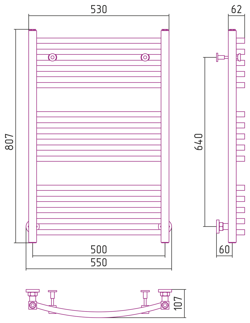 Полотенцесушители Дизайн-радиатор 800х500 