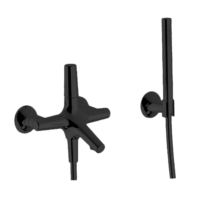 Смесители Смеситель для ванны с душевым комплектом (шланг, ручной душ 1 режим, дерджатель), цвет matt black 