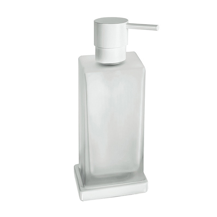 Дозатор для жидкого мыла настольный, цвет белый матовый/матовое стекло