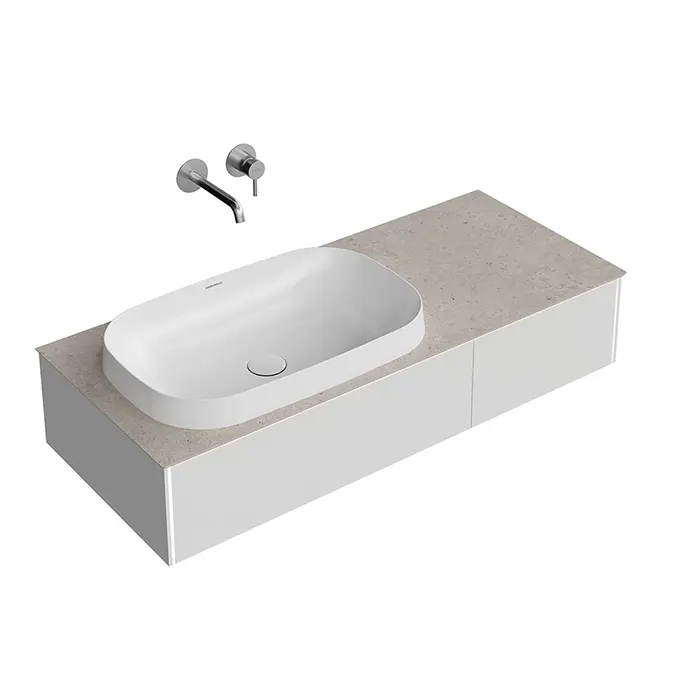 Тумба подвесная 120, 2 ящика, утренний серый матовый