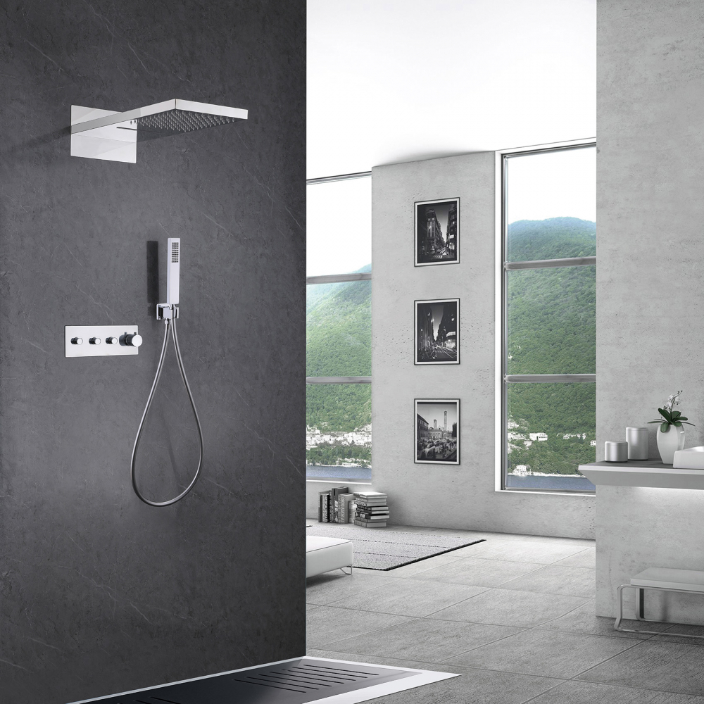 Душевая программа Душевая система скрытого монтажа без излива, термостат, хром 