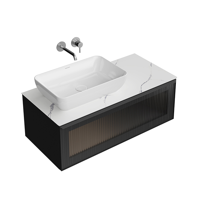 Столешница из керамогранита Монте Тиберио 100 см, белый натуральный (без отверстий под смеситель)