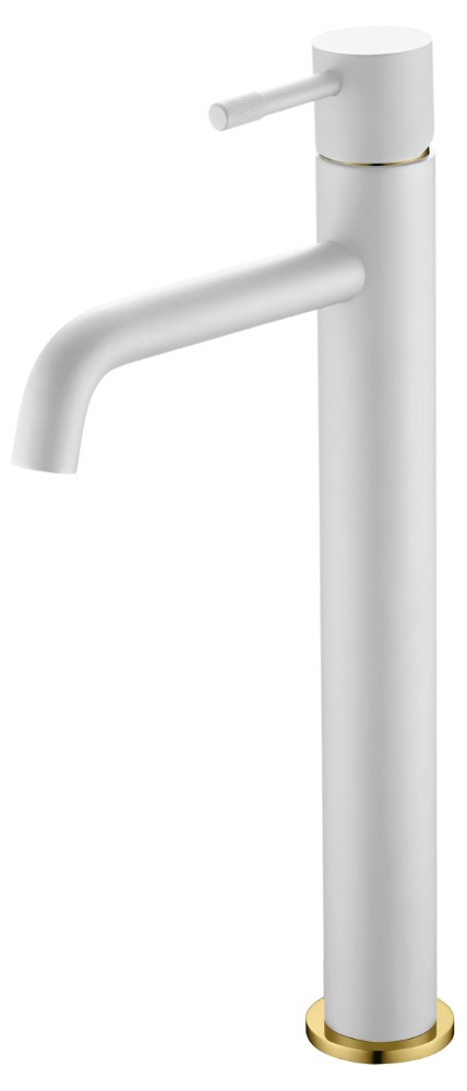 Смесители Смеситель для умывальника высокий, Белый Золото 