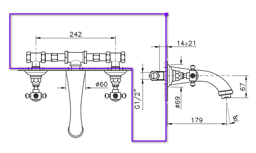 Смесители ™ Nicolazzi C2177 Встраиваемая часть для смесителя со стены 
