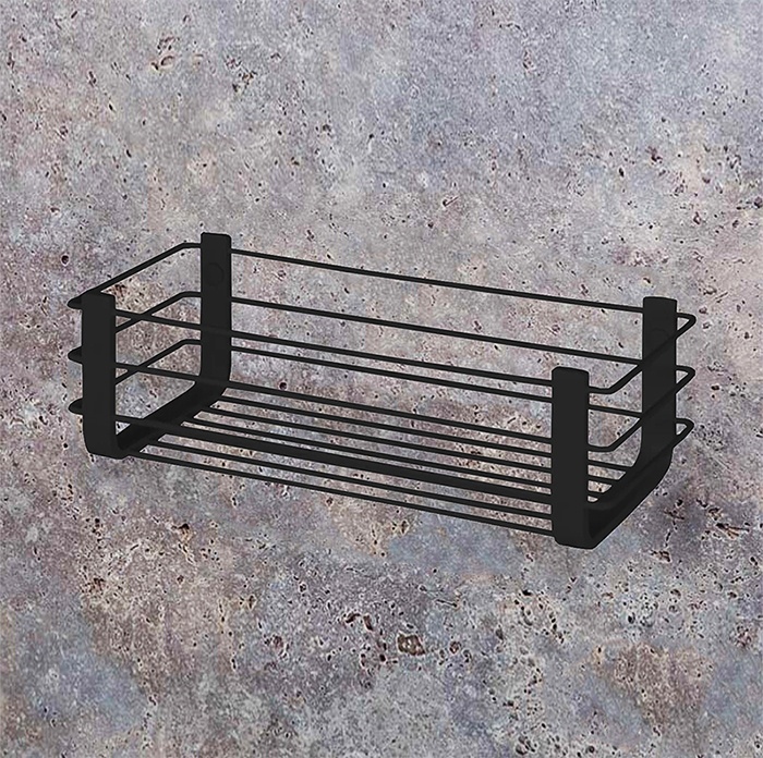 Металлическая полка - решётка на 27 см, черный матовый