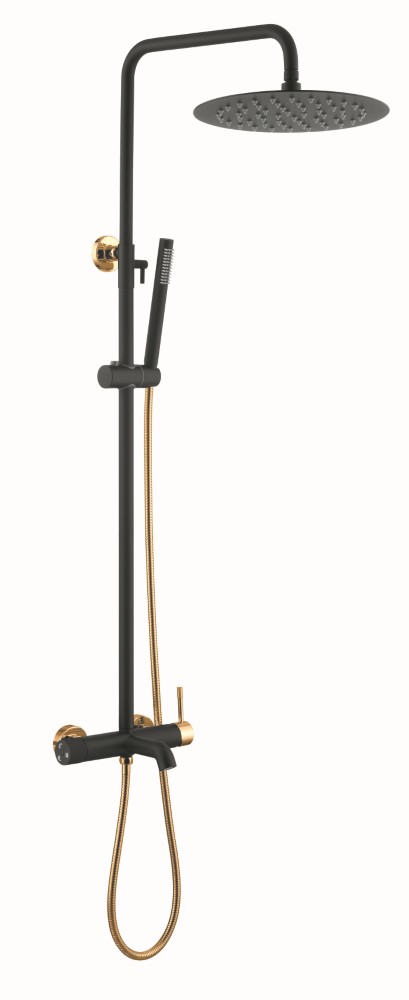 Душевая программа Стойка для душа со смесителем черный золото 