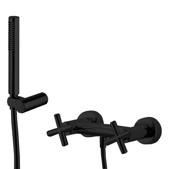 Смесители Смеситель для душа, настенный, с ручным душем, цвет чёрный матовый 