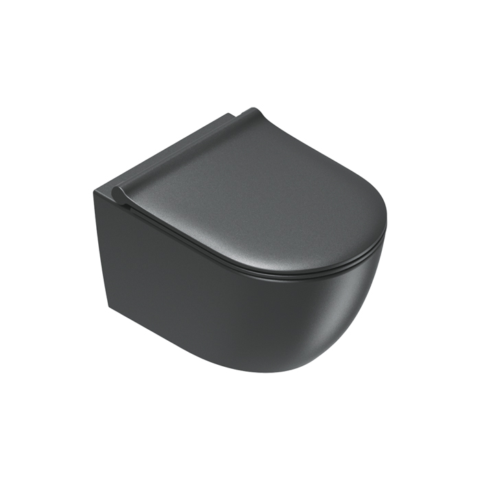 Унитазы Унитаз подвесной 50x35, безободковый, смыв Tornado, покрытие Twinglaze+, без крепежа, цвет черный матовый 