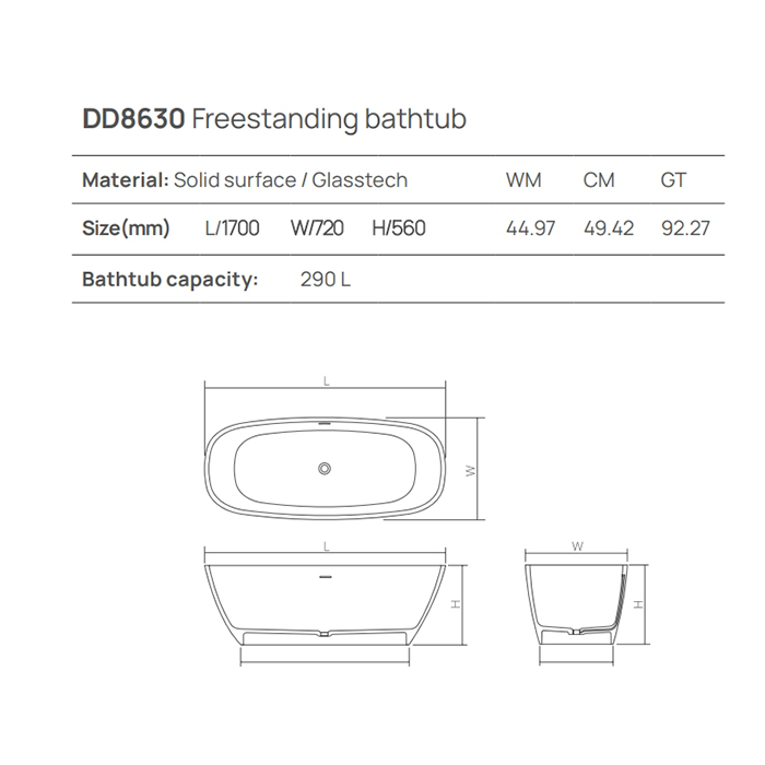 Ванны Ванна 1700х720хh560 мм отдельностоящая, цвет classic green 