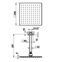 Душевая программа Верхний душ 250x250 черный матовый 