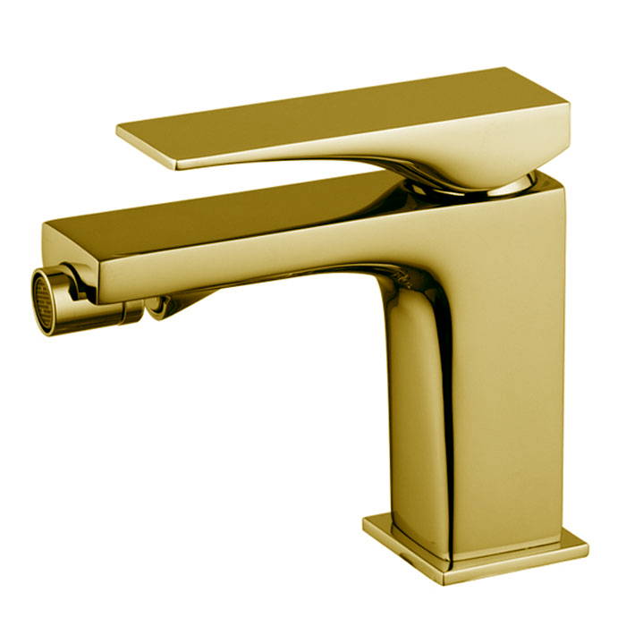 Смесители Смеситель для биде, на 1 отверстие, с донным клапаном, цвет золото 