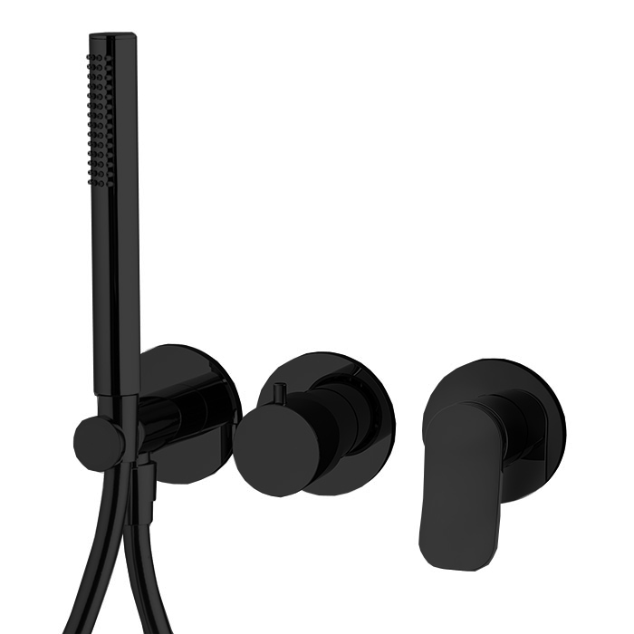 Смесители Смеситель для душа, встраиваемый, с ручным душем, с переключатем на 2 выхода, цвет: чёрный матовый 