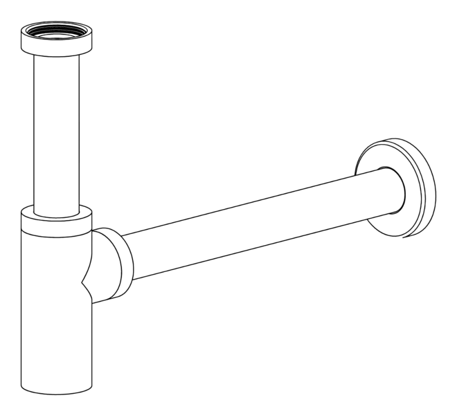 Комплектующие Сифон для раковины , сталь, цвет Black Diamond сатинированный 