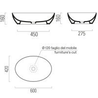 Раковины Раковина накладная 60*42 см (розовый матовый) 
