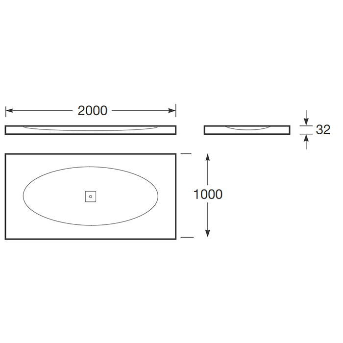 Душевые поддоны Baia душевой поддон 200х100х3.2см с центральным сливом, с anti-slip, мат-л: stonex, цвет: off-white 