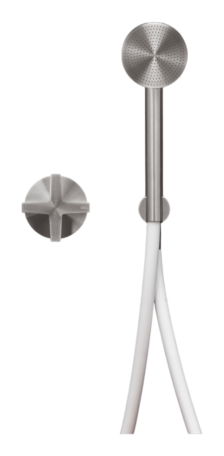 Ручной душ Cross, настенный, прогрессивный, с ручным душем и шлангом в цвете Antracite Grey, внешняя часть, цвет сатинированная сталь