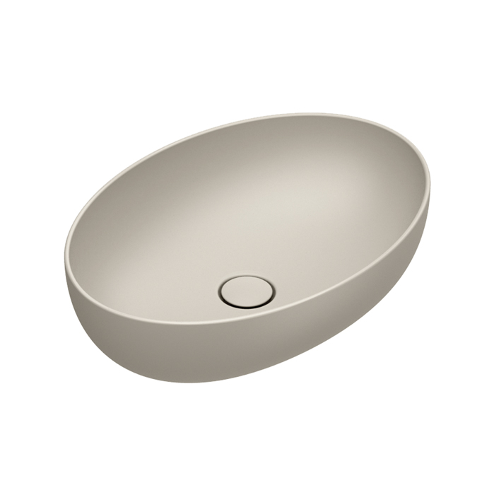 Раковины Раковина 60x42 h16 накладная, без перелива, без отверстий под смеситель, покрытие Cataglaze+, цвет Sabbia Satinato 