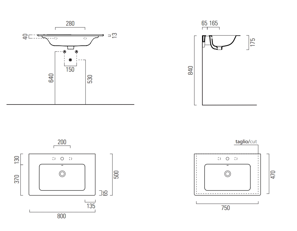 Раковины Раковина накладная/подевсная 500x800 мм 