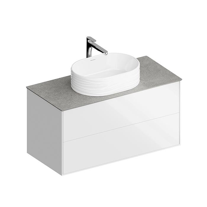 Тумба Modern подвесная 100 белый 2 ящика