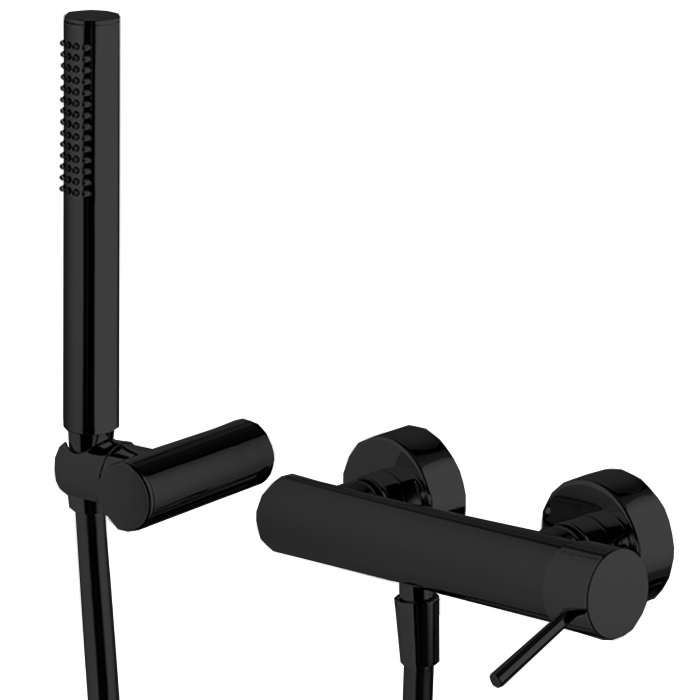 Смесители Смеситель для душа, настенный, с ручным душем, цвет чёрный матовый 