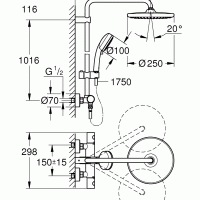 Душевая программа Tempesta Cosmopolitan 250 26670000 Душевая система с термостатом 