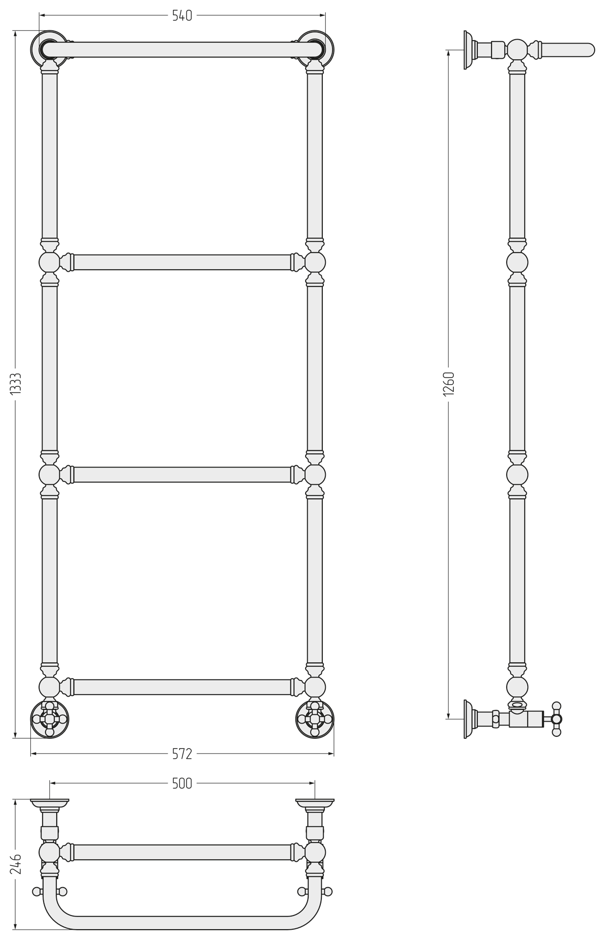 Полотенцесушители 1386 Полотенцесушитель 1260х500 (Тёмный титан муар) 