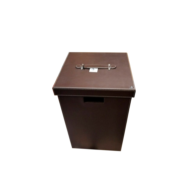 Аксессуары для ванной Q Корзина для белья с мешочком из ткани имитация кожи темно-коричневая 