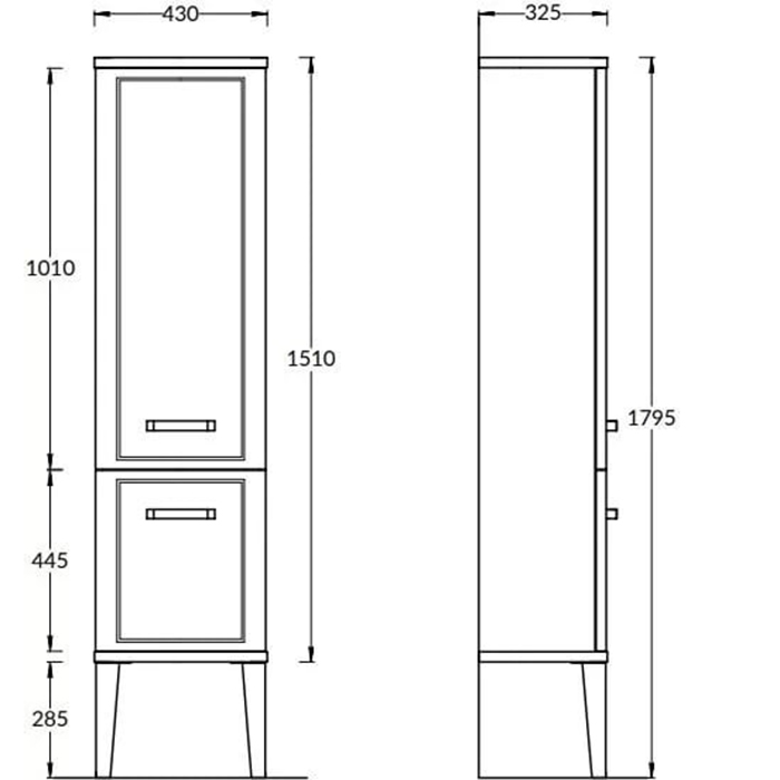 Мебель для ванной Пенал напольный/подвесной 150, белый глянцевый 