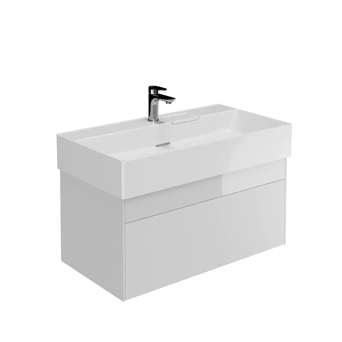 Мебель для ванной Тумба подвесная 2 ящика 90 см, белоснежный 