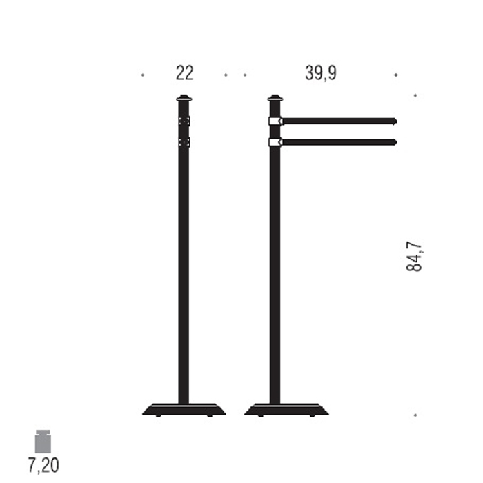 Аксессуары для ванной Стойка для ванной напольная 84.7 см, цвет хром 