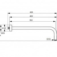 Комплектующие Настенный держатель верхнего душа 400 мм, матовый черный 