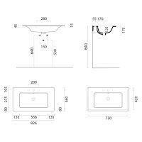 Раковины Раковина подвесная 82*46 см (белый глянцевый) 