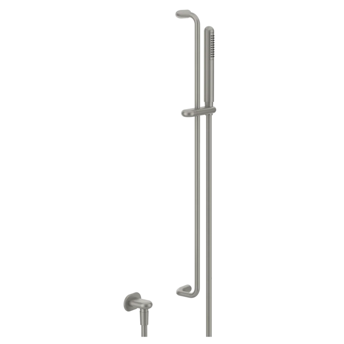 Комплектующие Душевая штанга с ручным душем и выводом воды из стены, цвет шлифованный хром 