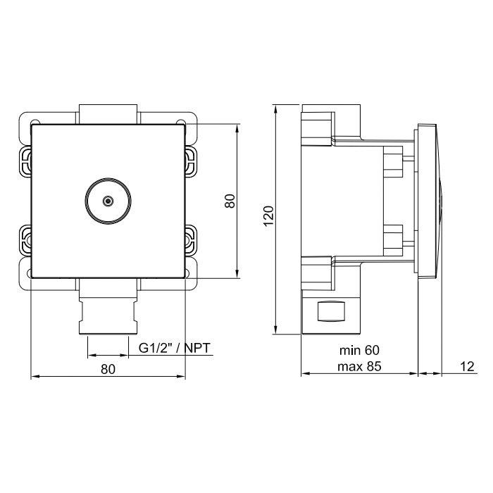 Душевая программа MIST BODY JET SQUARE Форсунка встраиваемая, High Brass Brushed PVD 