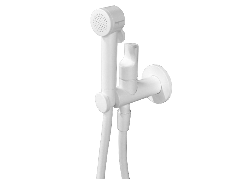 Смесители Гигиенический душ со смесителем, в комплекте со шлангом, цвет белый (внутренняя часть заказывается отдельно) 