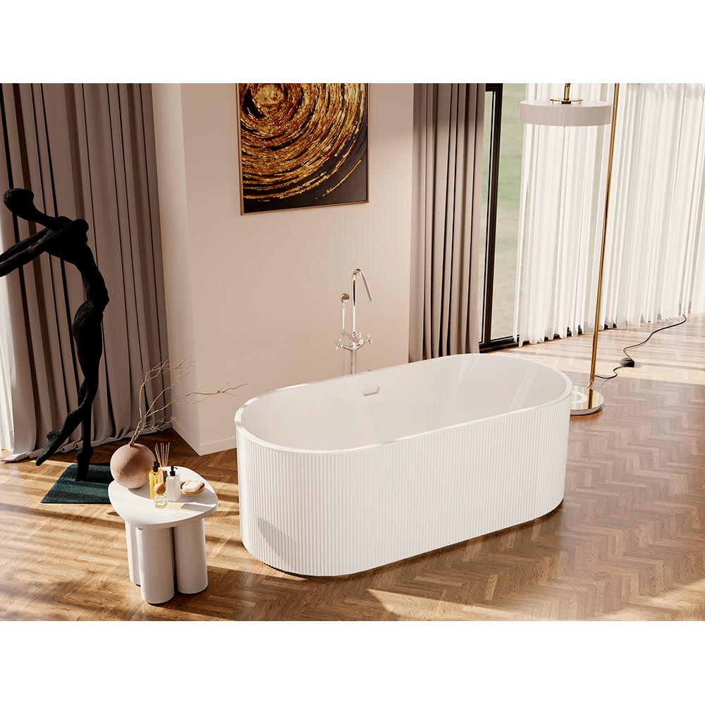 Ванны FLUTE Ванна акриловая отдельностоящая 170x80x59H, щелевой перелив, белая глянцевая 