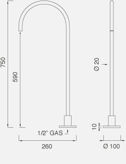 Комплектующие Отдельно стоящий кран для ванны. Высота: 750 мм FRE58 